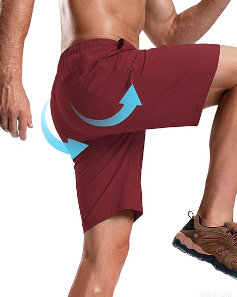 Men’s UPF50+ Water Resistant 5-Pocket Elastic Drawstring Hiking Cargo Shorts