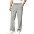 Men’s Elastic Drawstring Straight Leg Cotton Linen Casual Pants