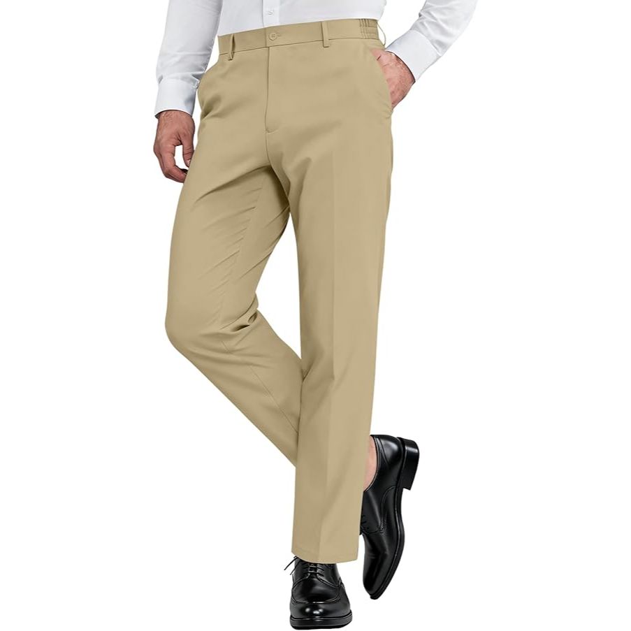 Men’s Stretch Tapered Straight Wrinkle Resistant Pants